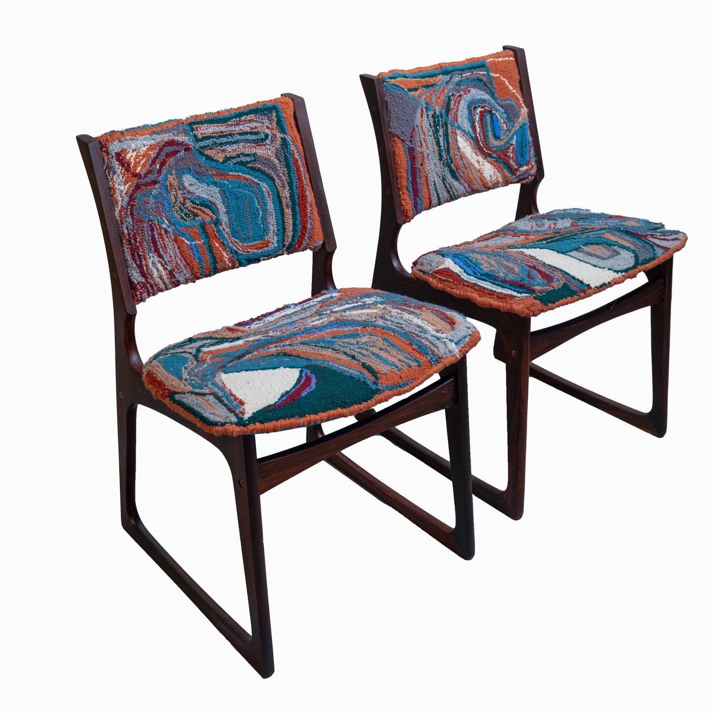 CHAIRS: Two Tufted Rosewood Chairs