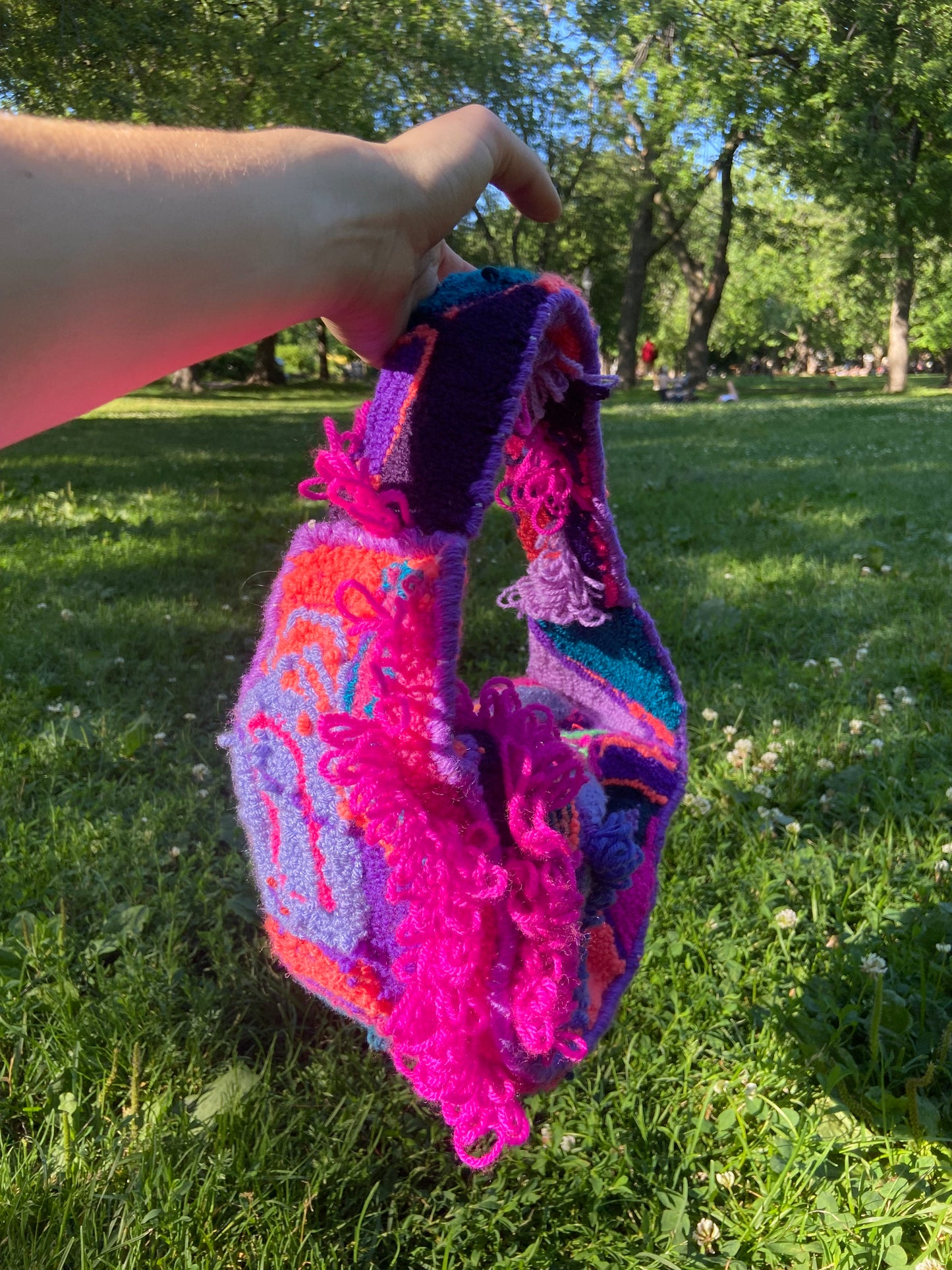 BAG: Pink and Purple Over the Shoulder Banana Bag