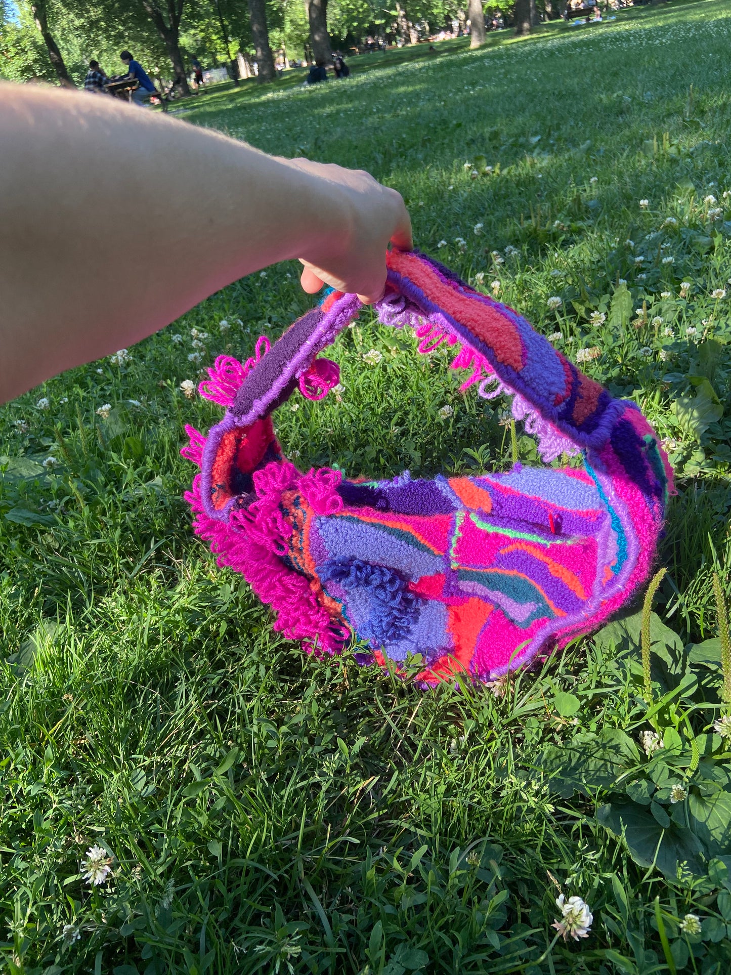 BAG: Pink and Purple Over the Shoulder Banana Bag