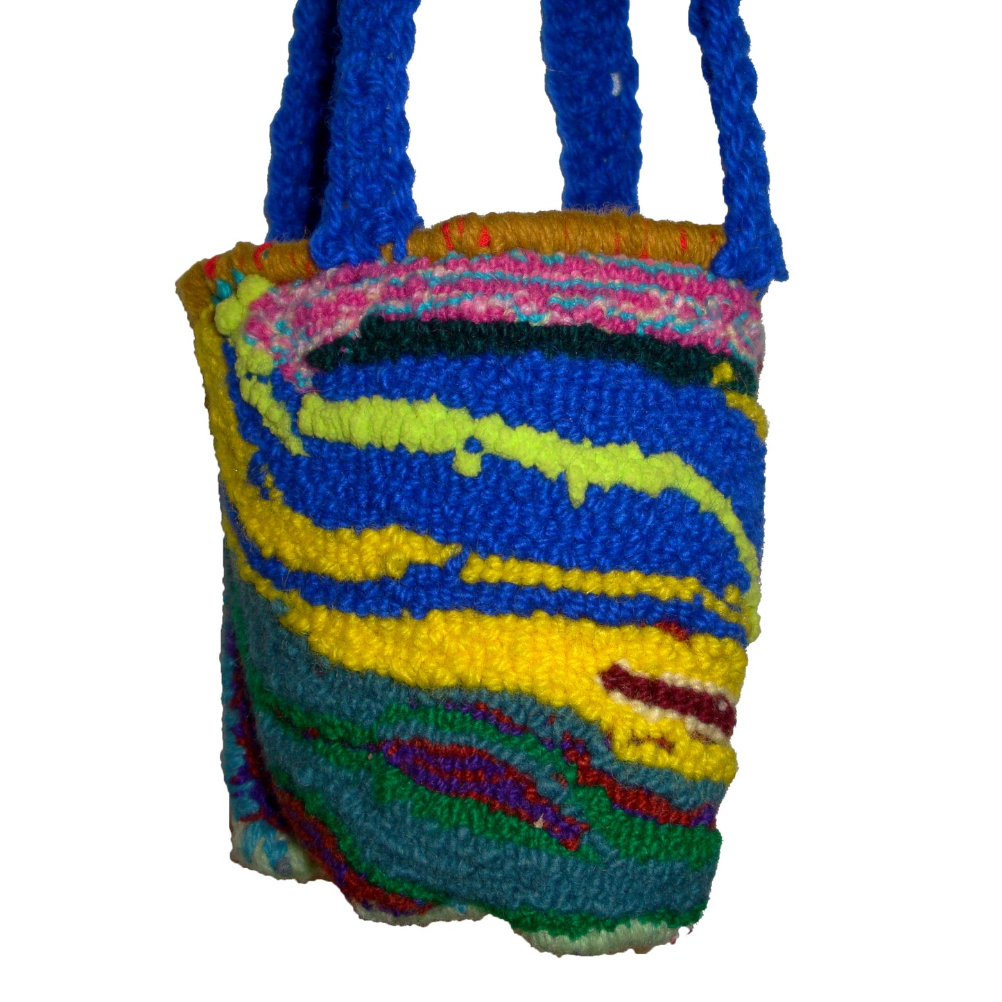 PLANT HANGING BASKET: Multicolor stripes with blue straps