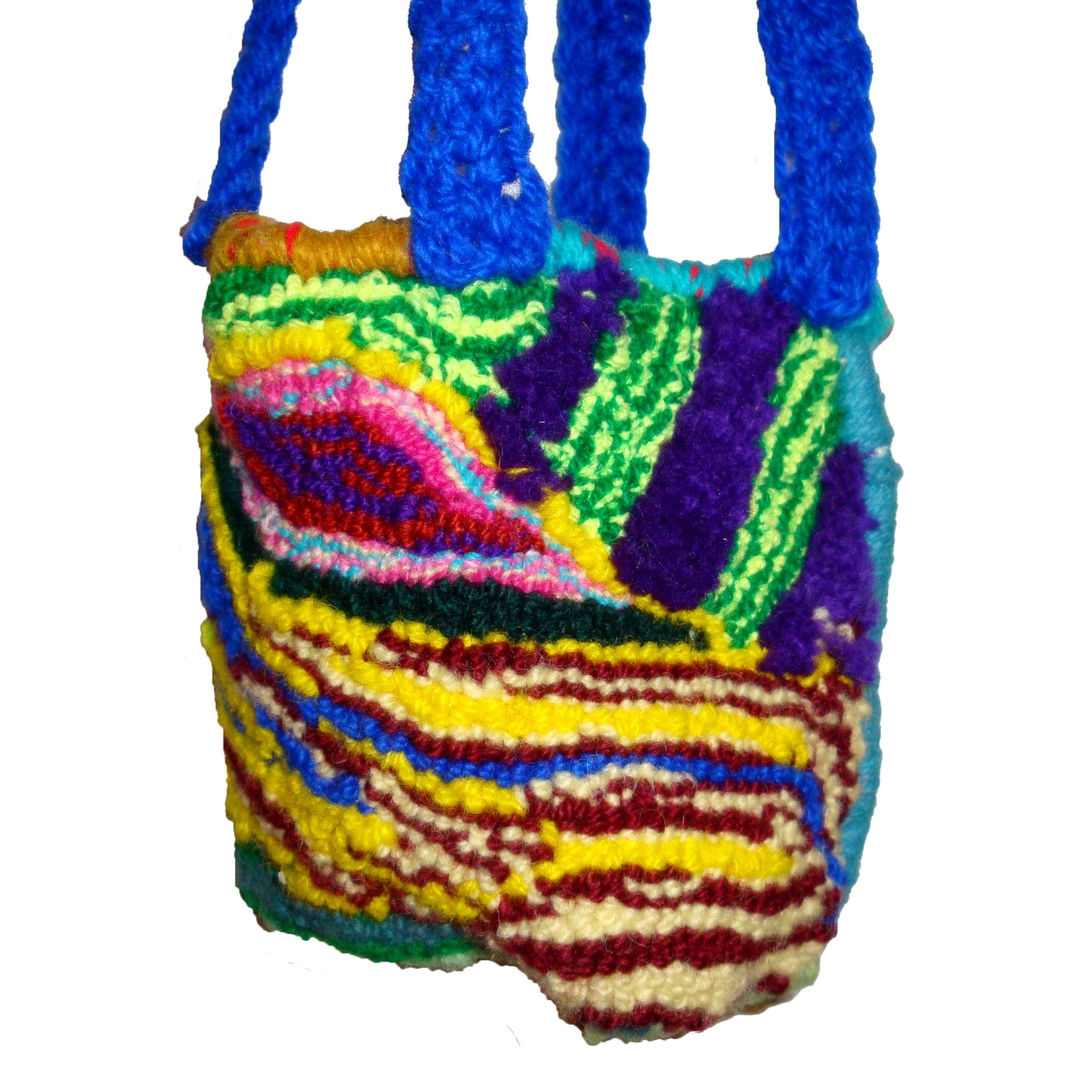PLANT HANGING BASKET: Multicolor stripes with blue straps