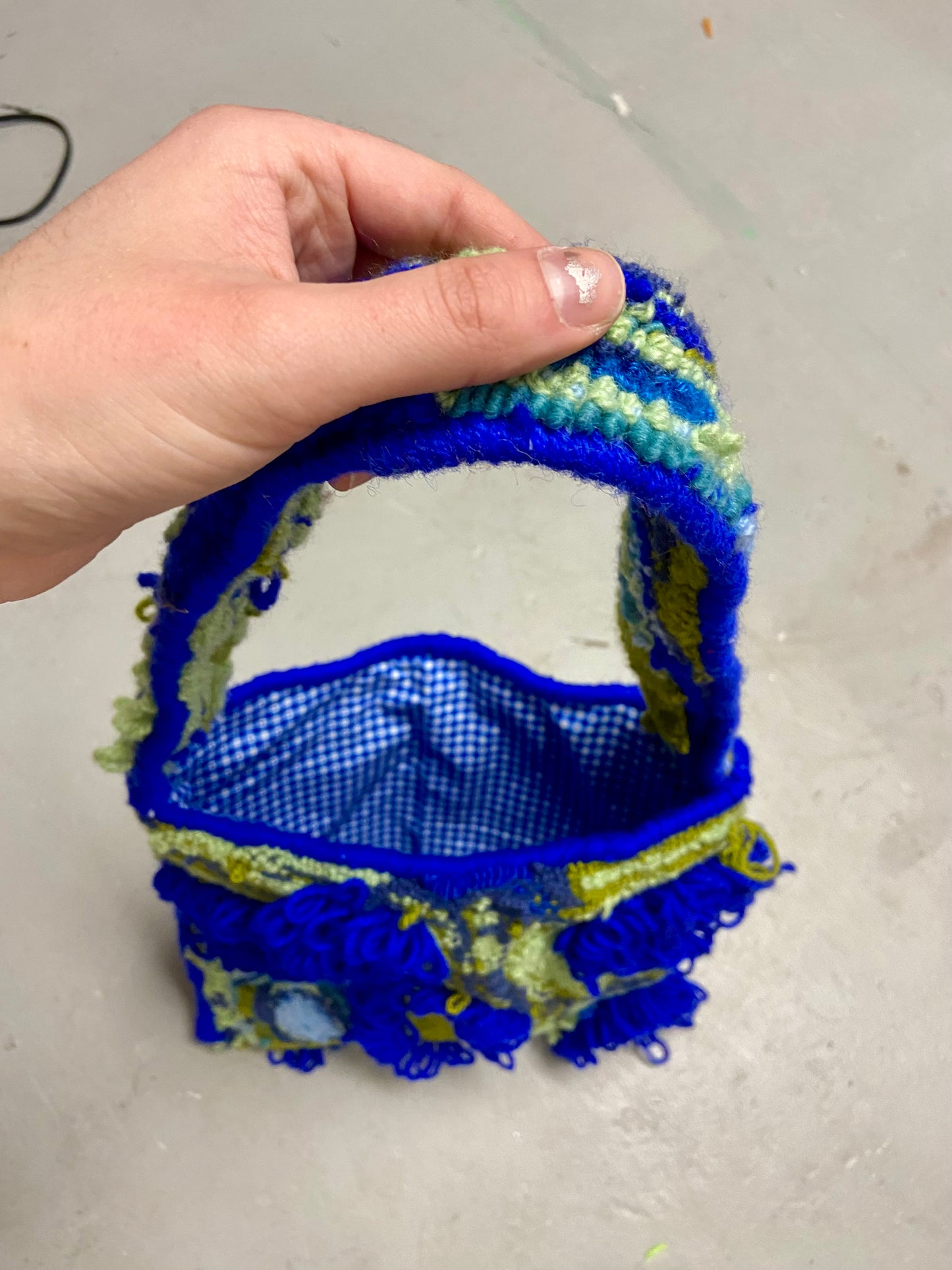 BAG: Blue and Green Tufted Rug Tote Bag