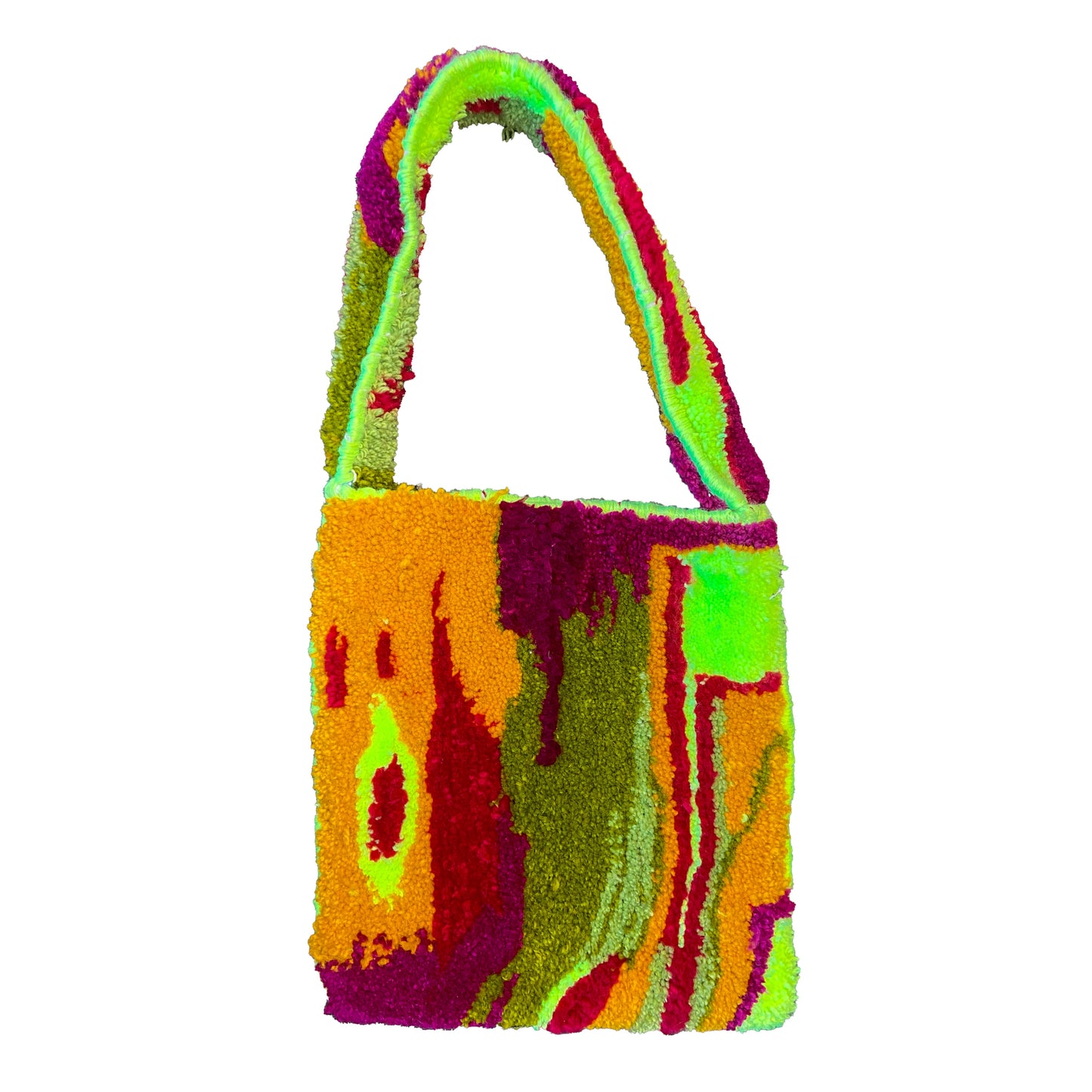 BAG: Neon and Magenta Tufted Rug Tote Bag