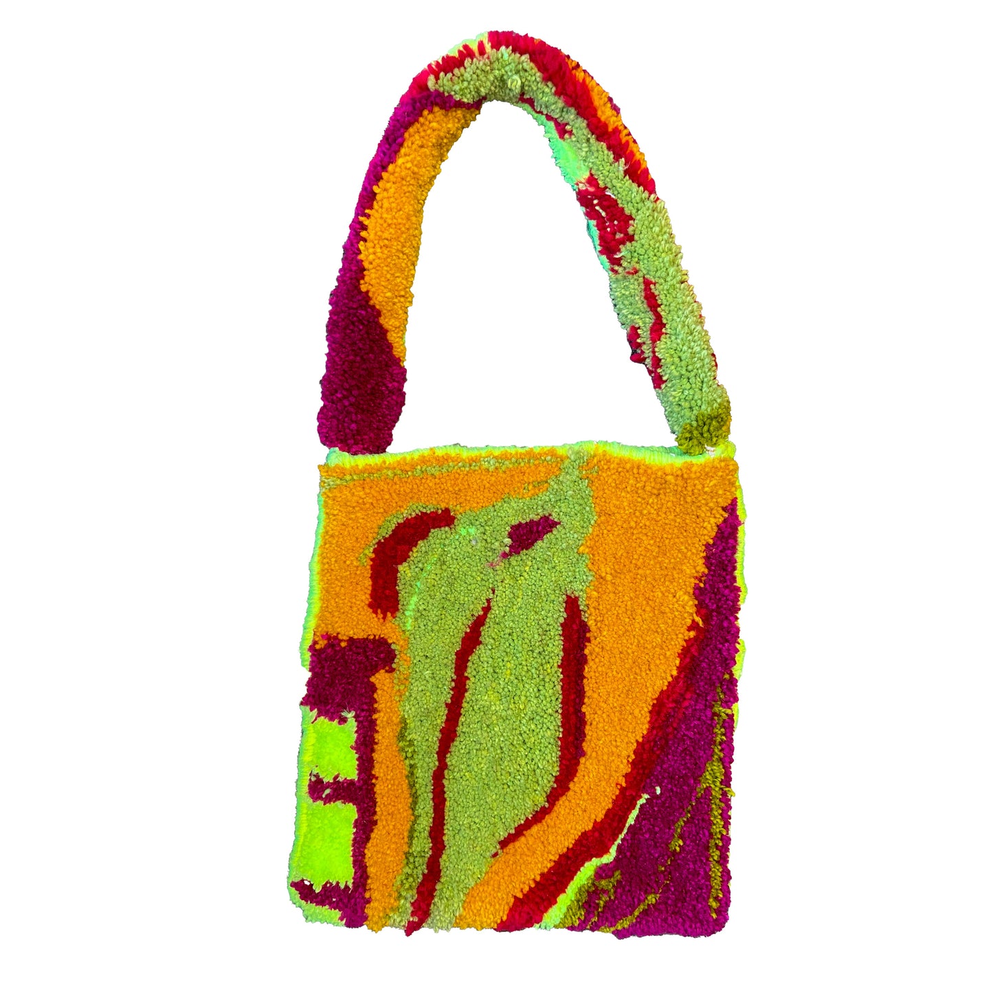 BAG: Neon and Magenta Tufted Rug Tote Bag