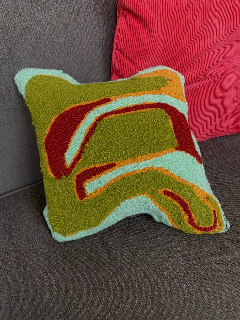 PILLOW: Three Green Rust