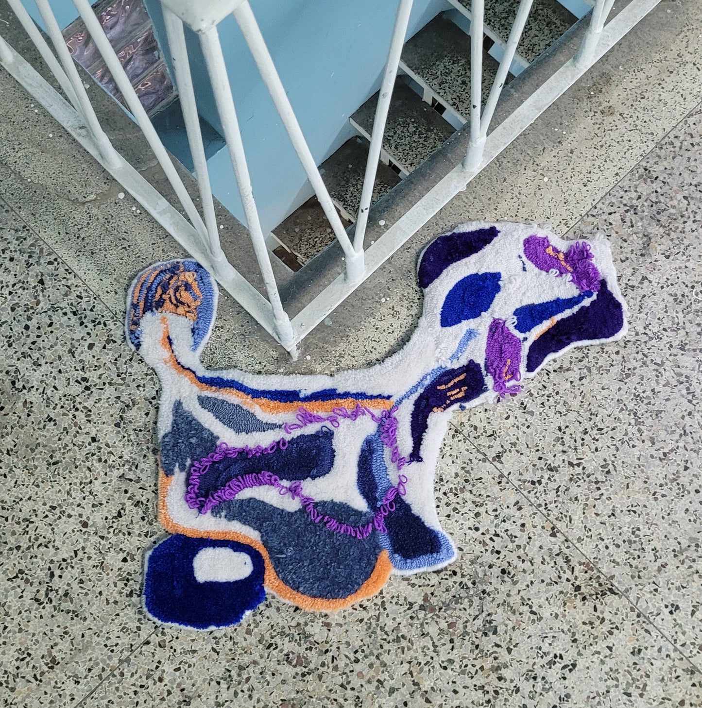 SMALL RUG: White Blobby Blob Rug