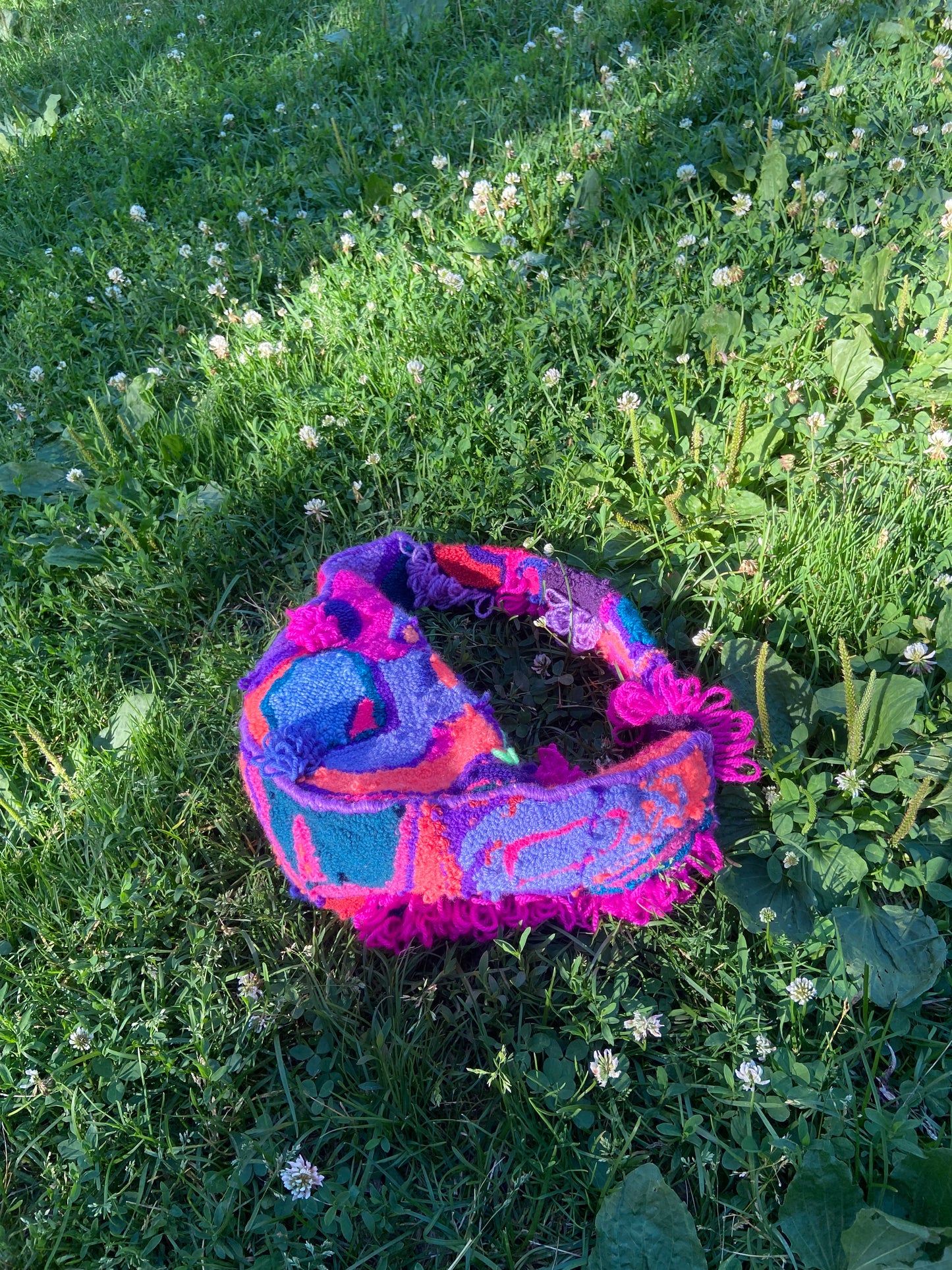 BAG: Pink and Purple Over the Shoulder Banana Bag