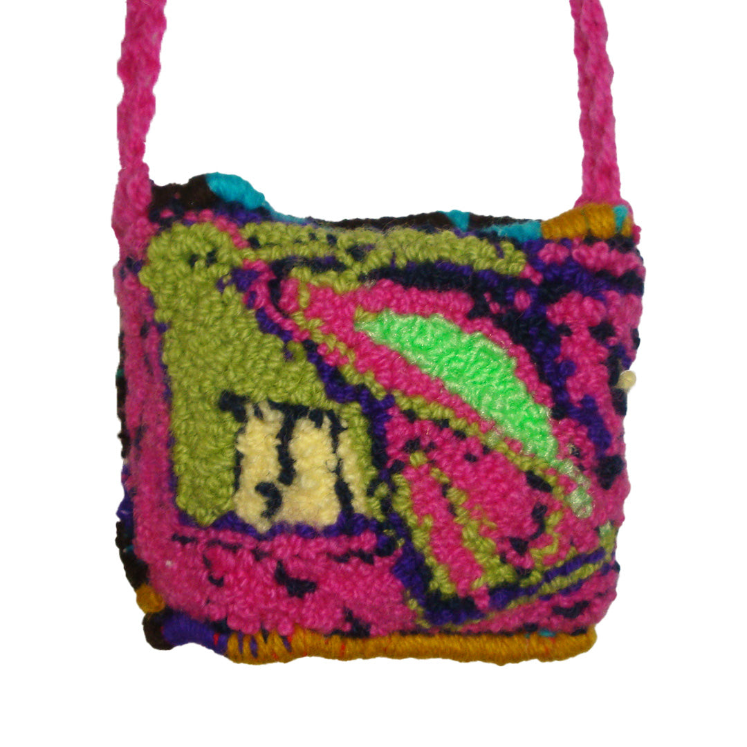 BAG: pink and green over the shoulder side bag