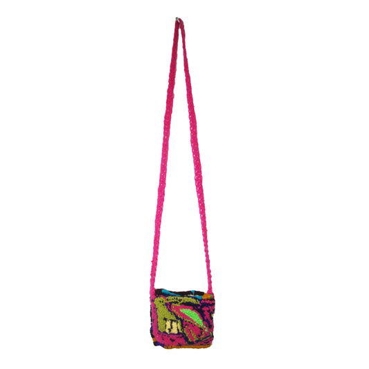 BAG: pink and green over the shoulder side bag